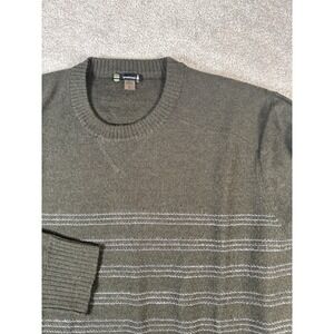 Smartwool Khaki Green Wool/ Nylon Sweater Size L Striped Preppy Dadcore